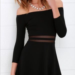 Black skater dress with mesh cutouts!